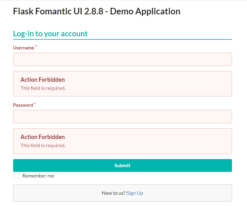 error form rendering