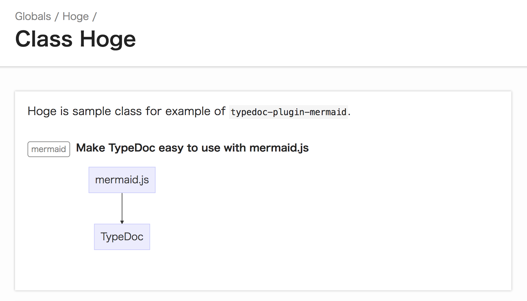 typedoc generated documentation with diagram matching the above code snippet