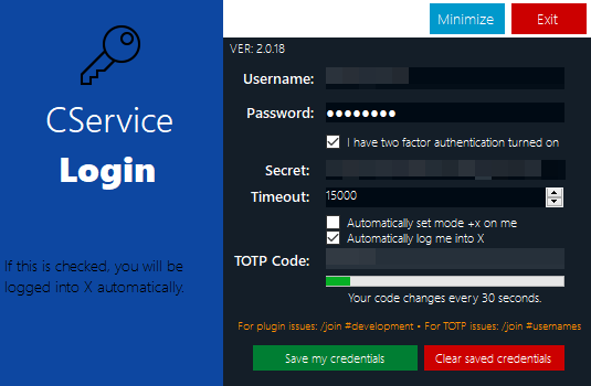 Screenshot of CService Login