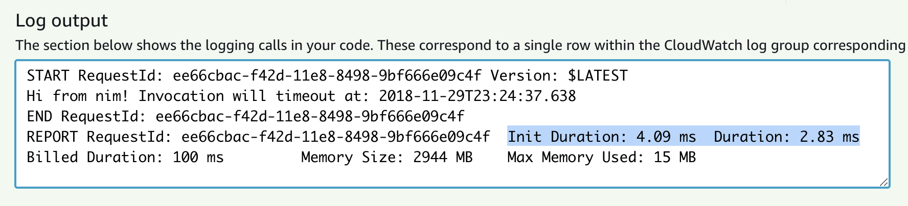 Log output