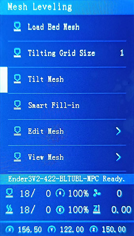 Mesh leveling menu