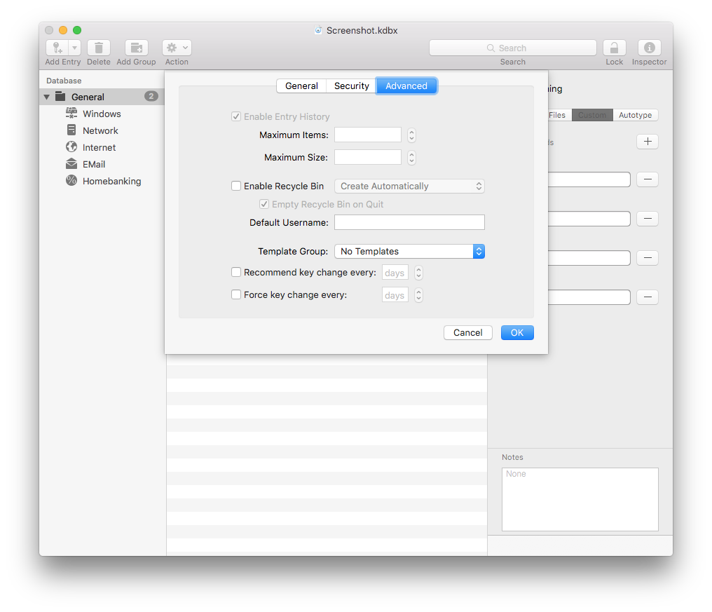 Password expiration settings