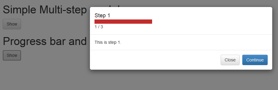 Screenshot of Multi-Step Modal