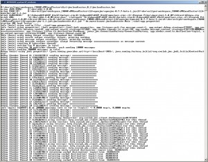 running JMS Load Tester with debug output to STDOUT enabled