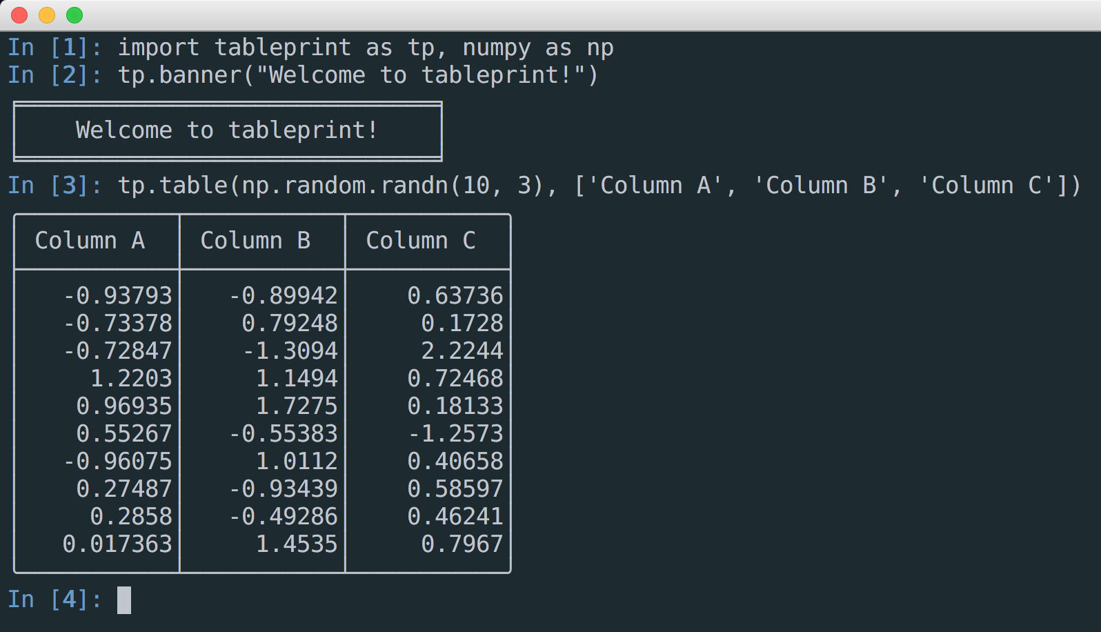 Example output