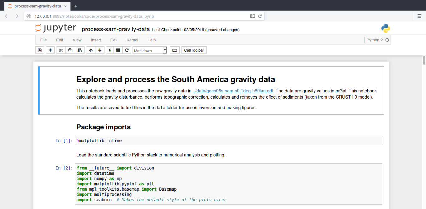 Screenshot of the Jupter notebook