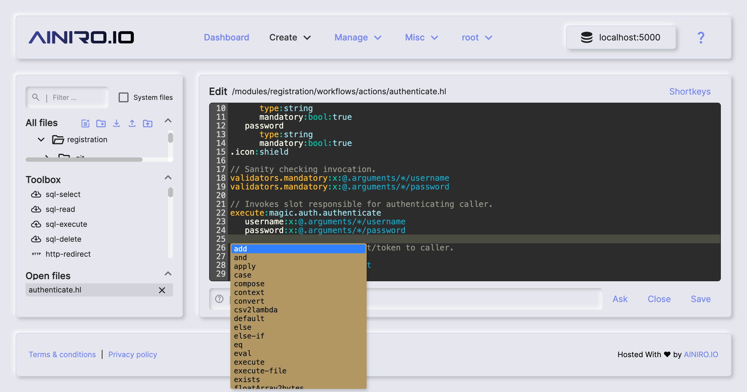 Editing code in HyperIDE