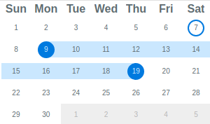 QCalendar example mini-mode selection