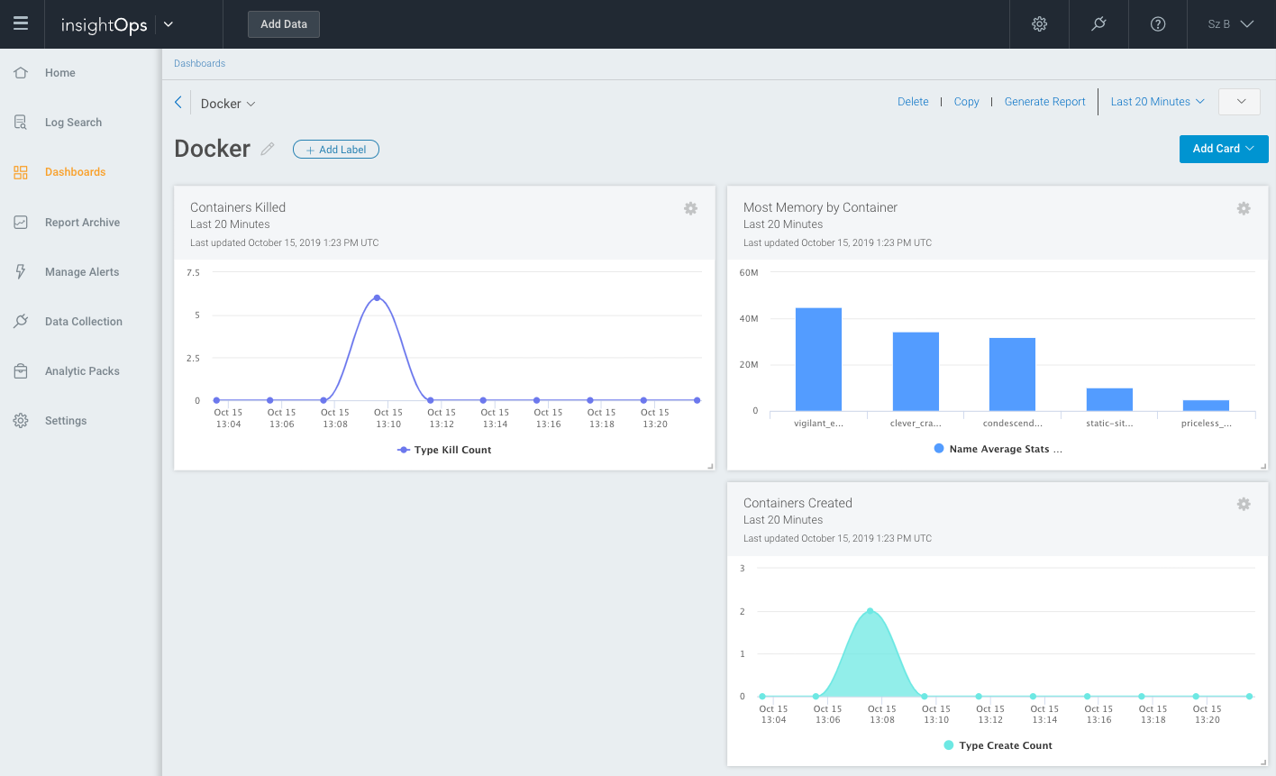 InsightOps dashboard