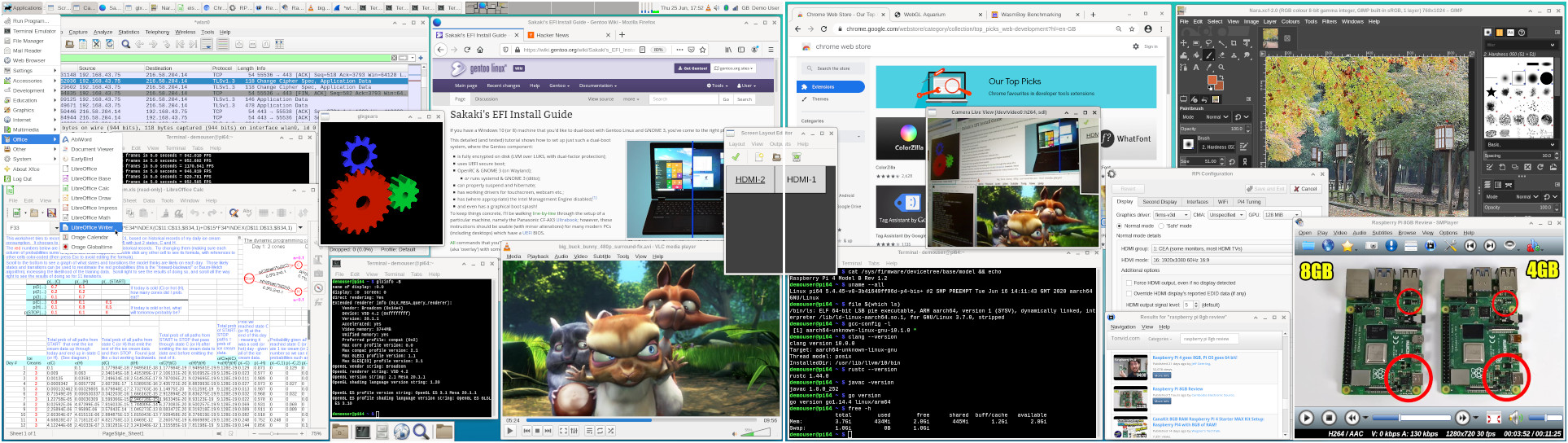 [gentoo-on-rpi-64bit in use on Pi4 (screenshot)]