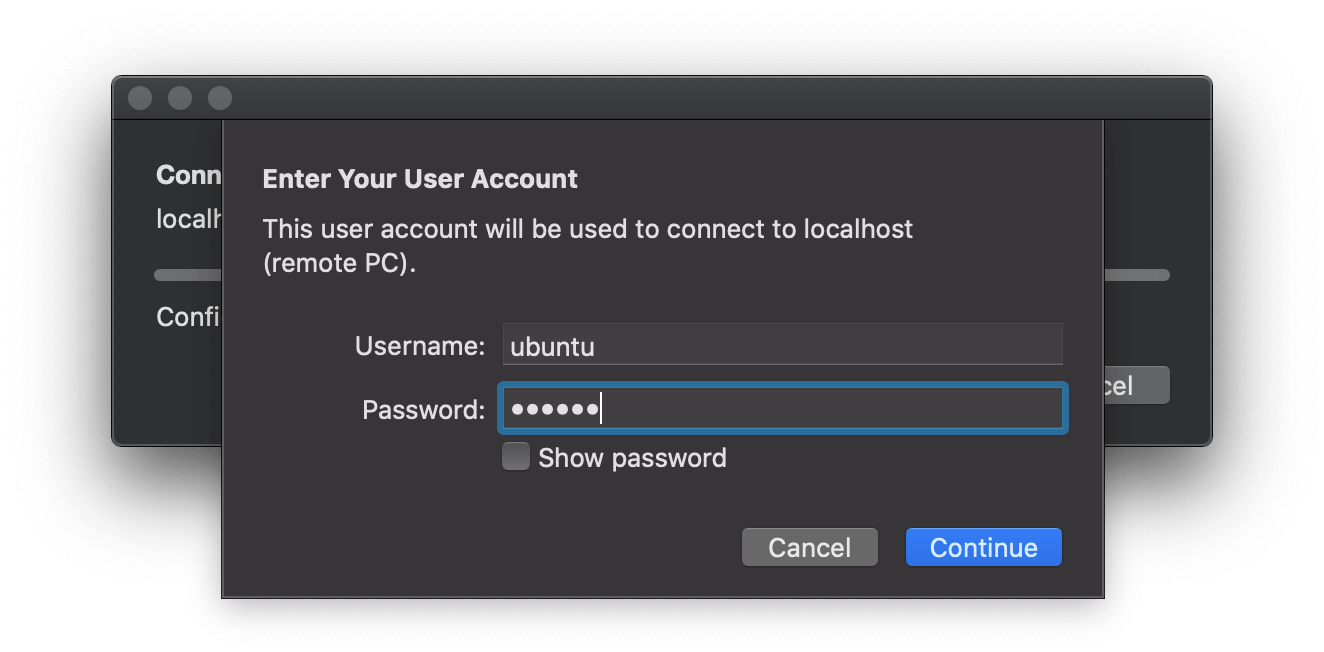 Screenshot of login prompt