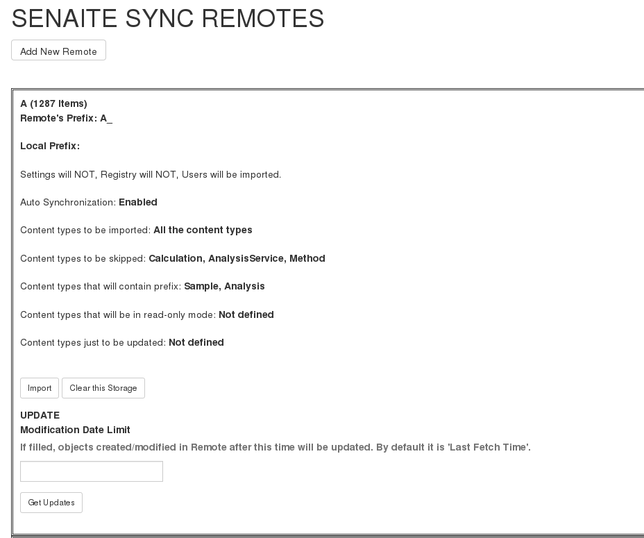 Remote A configuration on the Master instance.