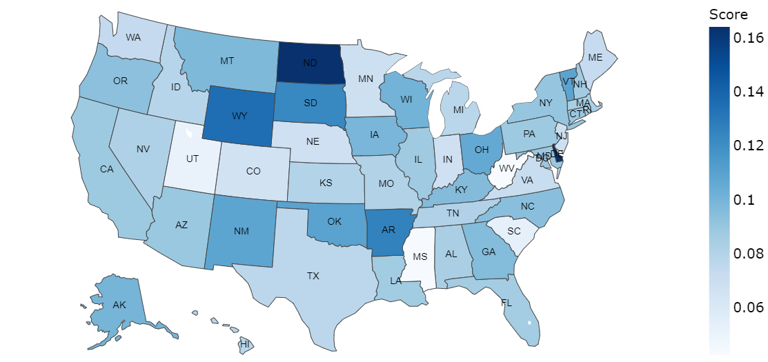 BERT: Biden state-wise average polarity