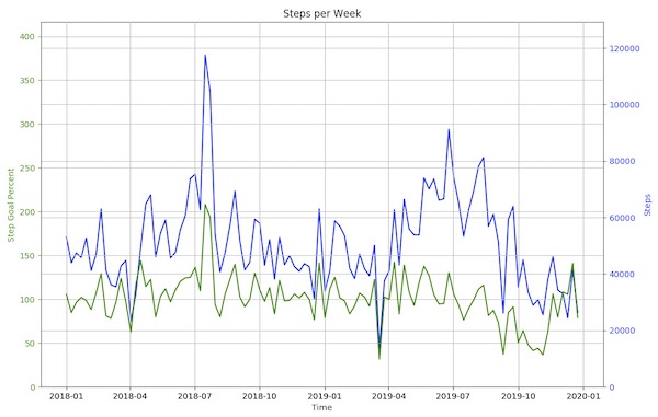 Screen shot of a graph of steps