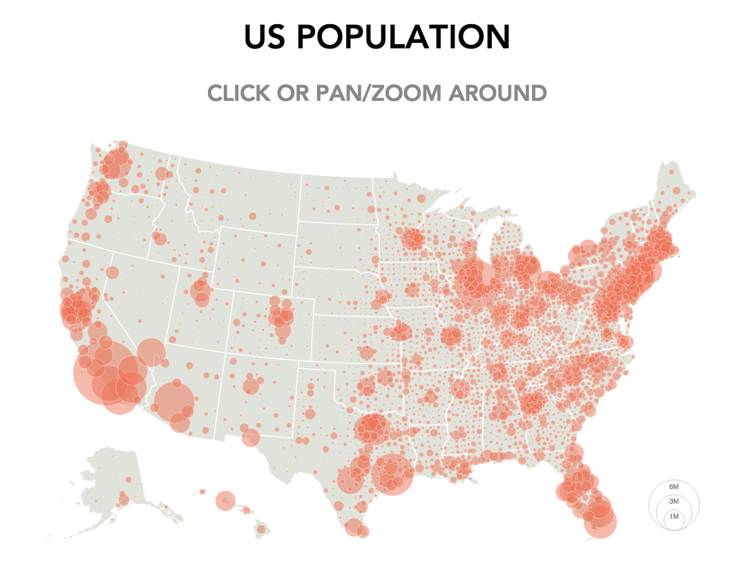 US Population Bubble Map Screenshot