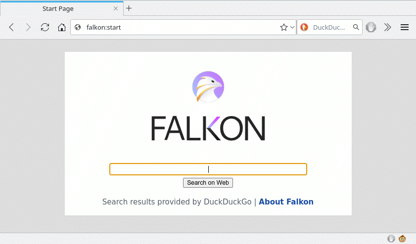 Screenshot of Falkon with GreaseMonkey status bar