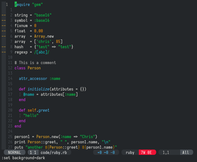 ruby syntax dark theme