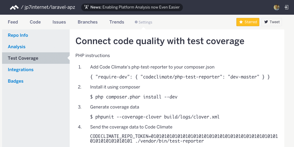 Get key for code coverage