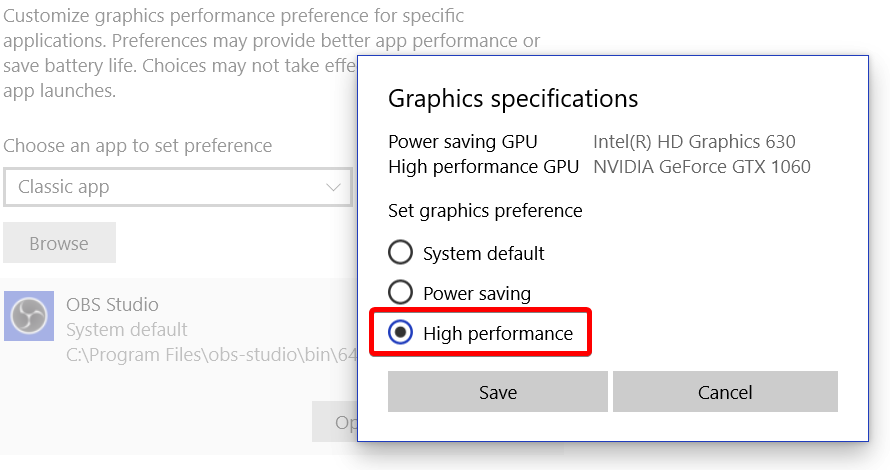 Game capture setting