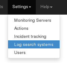 Link to "Log search systems" configuration view