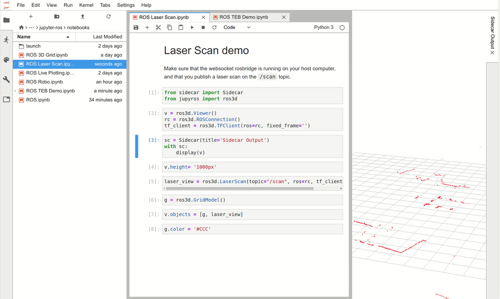 Video of jupyter-ros in JupyterLab