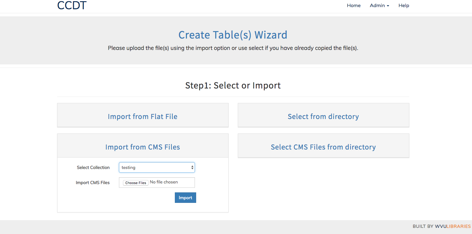 CMS File Import choices