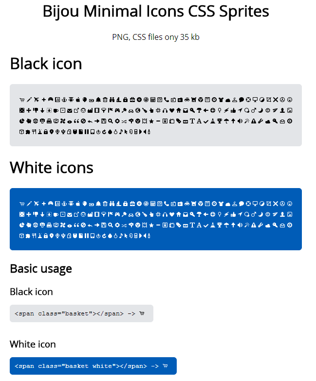 Bijou Minimal Icons CSS Sprites