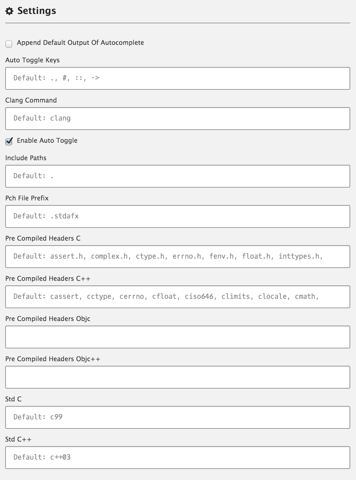 Screenshot of configuration