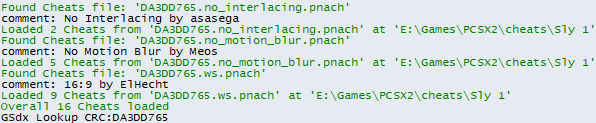 PCSX2's program log